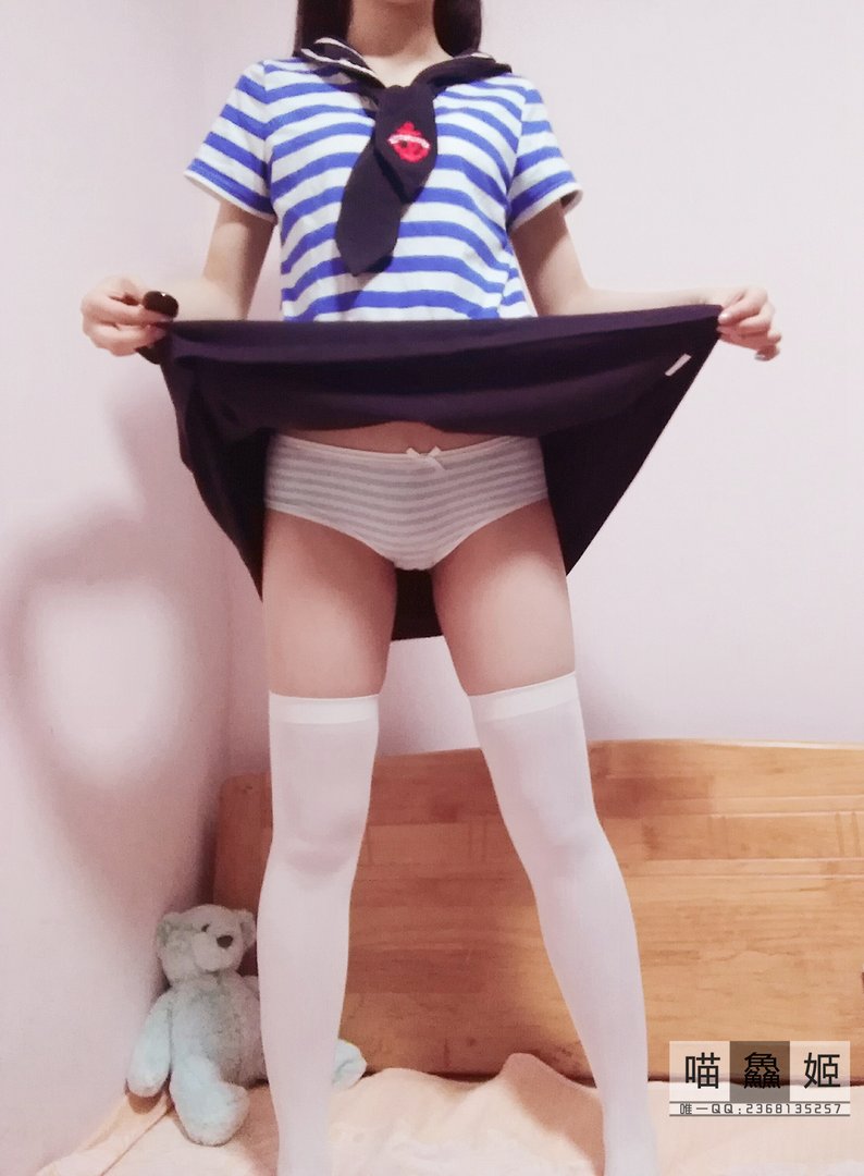 喵鱻姬 - 合集13套 - 01 - 蓝白条纹小学妹