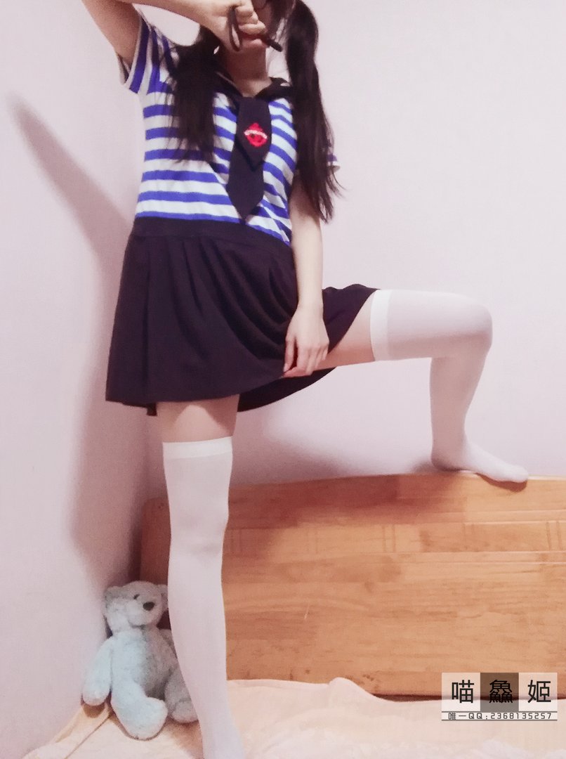 喵鱻姬 - 合集13套 - 01 - 蓝白条纹小学妹