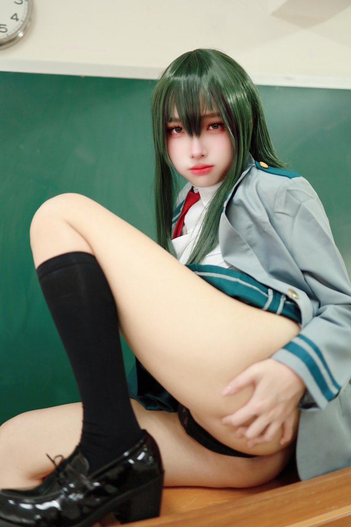 慕慕momo - 016 – 慕慕Momo-蛙吹梅雨 學生服 Asui Tsuyu [27P]